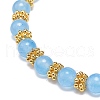 3Pcs 3 Color Natural Malaysia Jade(Dyed) & Alloy Daisy Beaded Stretch Bracelets for Women BJEW-JB08856-5