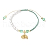 Shell Pearl Beads & Synthetic Moonstone Round Beads Braided Bracelets BJEW-JB11877-2