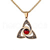 Viking Trinity Knot 304 Stainless Steel Red Cubic Zirconia Pendant Necklaces for Men FS-WG3DF62-02-3