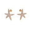 Brass Micro Pave Clear Cubic Zirconia Stud Earring Findings KK-S364-135-2