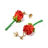304 Stainless Steel Rose Glass Seed Beaded Dangle Stud Earrings EJEW-MZ00333-01-2
