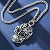 Skull Zinc Alloy Jet Rhinestone Pendant Necklaces NJEW-Z062-02AS-2