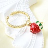 Brass Enamel Open Cuff Rings for Women RJEW-F179-08G-02-5
