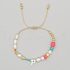 Bohemian Style Shell Letter Bead Braided Bead Bracelets for Women WG07C1E-16-1