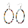 Natural Agate Beads Big Ring Dangle Earrings for Girl Women EJEW-JE04652-4