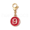 Flat Round with Number 0~9 Alloy Enamel Pendant Decorations HJEW-JM03116-4