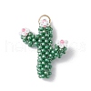 Glass Seed Beaded Cactus Pendants PALLOY-MZ00680-1