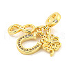 Rack Plating Brass Micro Pave Cubic Zirconia European Dangle Charms KK-P270-02B-G-2