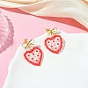 Heart Handmade Glass Seed Beads Dangle Stud Earrings EJEW-MZ00369-01-1