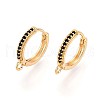 Brass Micro Pave Cubic Zirconia Hoop Earring Finding KK-N261-51A-G-1