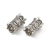 Brass Micro Pave Black Cubic Zirconia Beads KK-E068-VB473-3