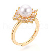 Brass Micro Pave Clear Cubic Zirconia Adjustable Ring Settings KK-T076-17G-6