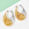 304 Stainless Steel Two Tone Stripe Hoop Earrings EJEW-S265-11GP-3