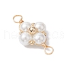 Glass Pearl Copper Wire Wrapped Flower Connector Charms PALLOY-JF03048-01-3
