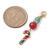 Christmas Tree/Bell/Snowman/Candy Cane Alloy Enamel Pendant Decorations HJEW-TA00192-3