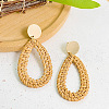 Woven Teardrop Alloy Raffia Stud Dangle Earrings FS-WG09963-03-1