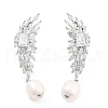 Rack Plating Brass Micro Pave Clear Cubic Zirconia Stud Earrings EJEW-C107-05P-1