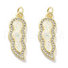 Brass Micro Pave Clear Cubic Zirconia Pendants KK-L213-040G-1