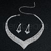 Triangle Alloy Rhinestone Pendant Necklaces & Stud Earrings Sets FS-WGEB3EF-01-2