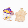 Light Gold Tone Alloy Enamel Pendants ENAM-T018-23-2