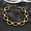304 Stainless Steel Oval Link Chain Bracelets for Women BJEW-R021-09G-2
