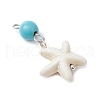 Dyed Round Synthetic Turquoise & Natural Mixed Shell Pendants PALLOY-JF03811-4