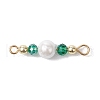 12Pcs 12 Colors Glass & Shell Pearl Round Connector Charms PALLOY-JF02901-3