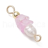 Frosted Flower Natural Cultured Freshwater Pearl & Acrylic Connector Charms PALLOY-JF03590-04-4