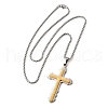 Religion Cross 304 Stainless Steel Pendant Necklaces for Women NJEW-M105-03PG-2