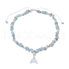 Natural Aquamarine Chip & Imitaton Round Pearl Beaded Adjustable Necklaces NJEW-JN05227-05-4