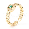 Mother's Day Rings Sparkling Cubic Zirconia Square Cuff Ring KK-D067-40G-RS-2