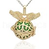 Golden Tone Brass Hollow Round Cage Pendants KK-J234-04G-1