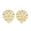 Hollow Flower Brass Micro Pave Cubic Zirconia Stud Earrings Finding KK-E083-09G-1