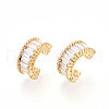 Brass Micro Pave Clear Cubic Zirconia Cuff Earrings KK-T074-32G-2