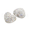 Heart Shaped Polymer Clay Rhinestone Beads CLAY-NH0002-02G-2