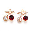 Brass Micro Pave Cubic Zirconia and Glass Pendants KK-T076-01KCG-1