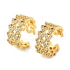 Brass Micro Pave Clear Cubic Zirconia Cuff Earrings EJEW-K309-10G-4