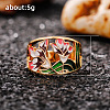 Flower Pattern Brass Enamel Finger Rings FS-WGFE972-05-5