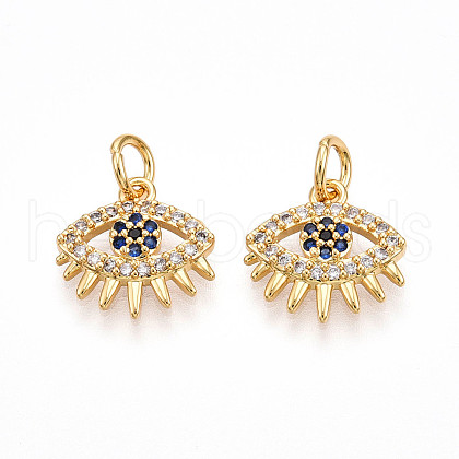 Brass Micro Pave Cubic Zirconia Charms KK-N257-23G-1