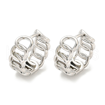 Chain-Shaped Brass Hoop Earrings EJEW-L211-009B-P-1