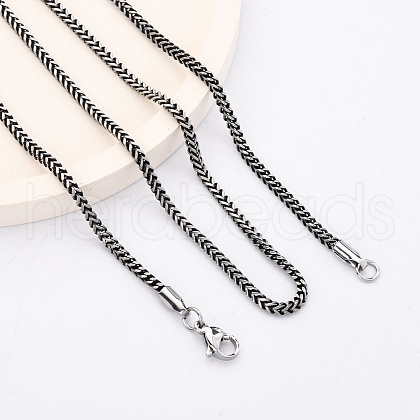 2MM 304 Stainless Steel Wheat Chain Necklaces NJEW-Q013-15B-1