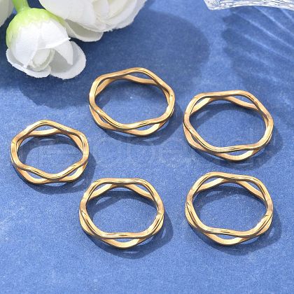 Unisex Ion Plating(IP) 304 Stainless Steel Finger Rings RJEW-E164-04G-1