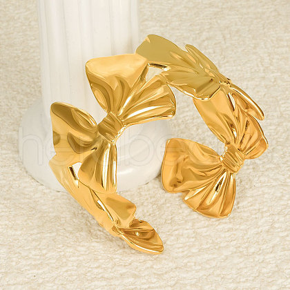 Bowknot 304 Stainless Steel Cuff Bracelets for Women YG5715-2-1