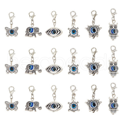 DELORIGIN 10 Sets Evil Eye Pendant Decorations HJEW-DR0001-07-1