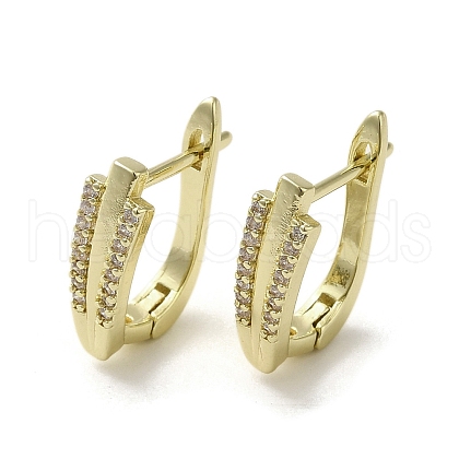 Brass Micro Pave Cubic Zirconia Arch Hoop Earring EJEW-C082-02D-G-1