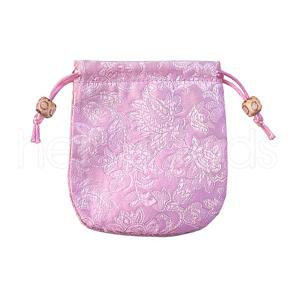 Chinese Style Flower Pattern Satin Jewelry Packing Pouches PW-WG42698-08-1