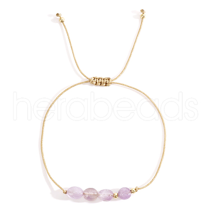 Adjustable Natural Amethyst Braided Bead Bracelets DH2886-7-1
