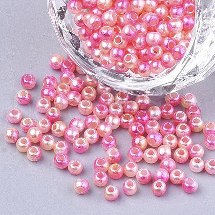 Rainbow ABS Plastic Imitation Pearl Beads OACR-Q174-10mm-04-1