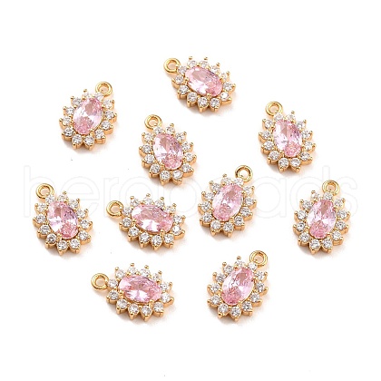 Real 18K Gold Plated Brass Micro Pave Cubic Zirconia Charms ZIRC-Z023-04E-NR-1