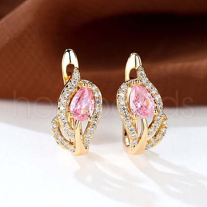 Brass Micro Pave Cubic Zirconia Hoop Earrings WG4C638-06-1